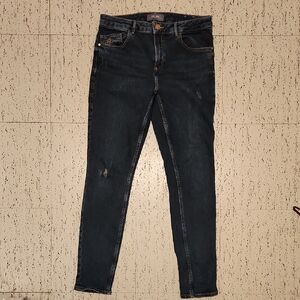 Mos Mosh Dark Blue Embroidered 'Love' Bradford Heritage Lightly Distressed Jeans